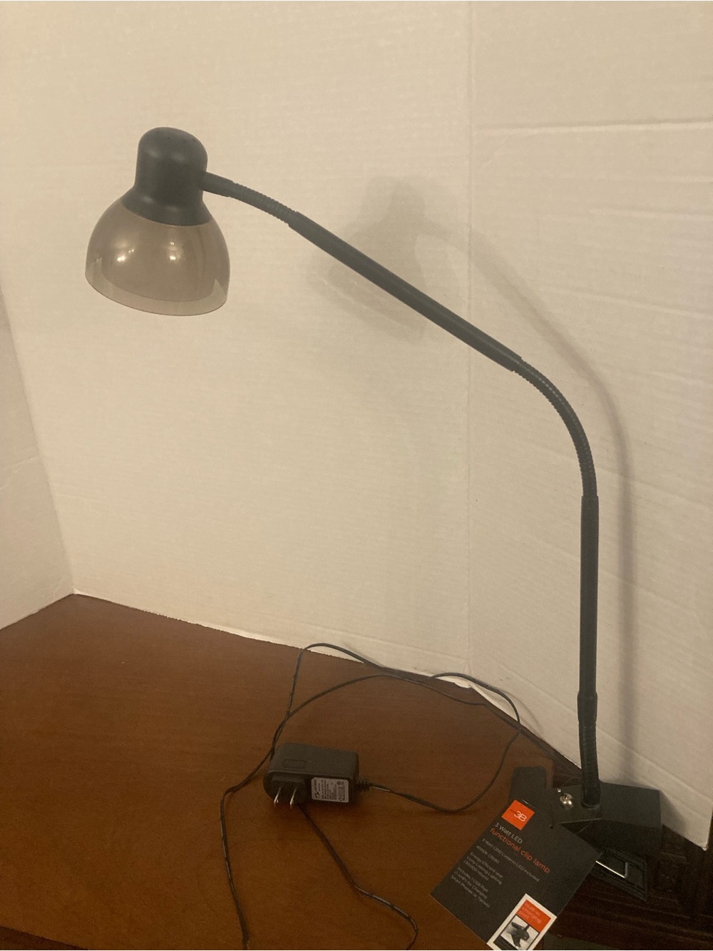 Adjustable Black Gooseneck Desk Lamp with Clamp